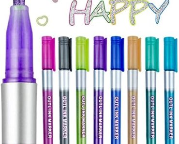 JFSJDF Outline Markers Pens, 8 Colors Double Line Markers Se…