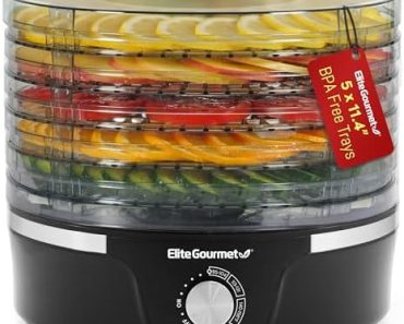 Elite Gourmet EFD319 Food Dehydrator, 5 BPA-Free 11.4″ Trays…