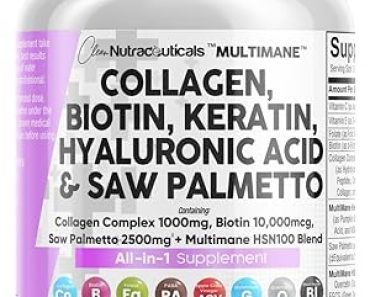 Clean Nutraceuticals Collagen Pills 1000mg Biotin 10000mcg K…
